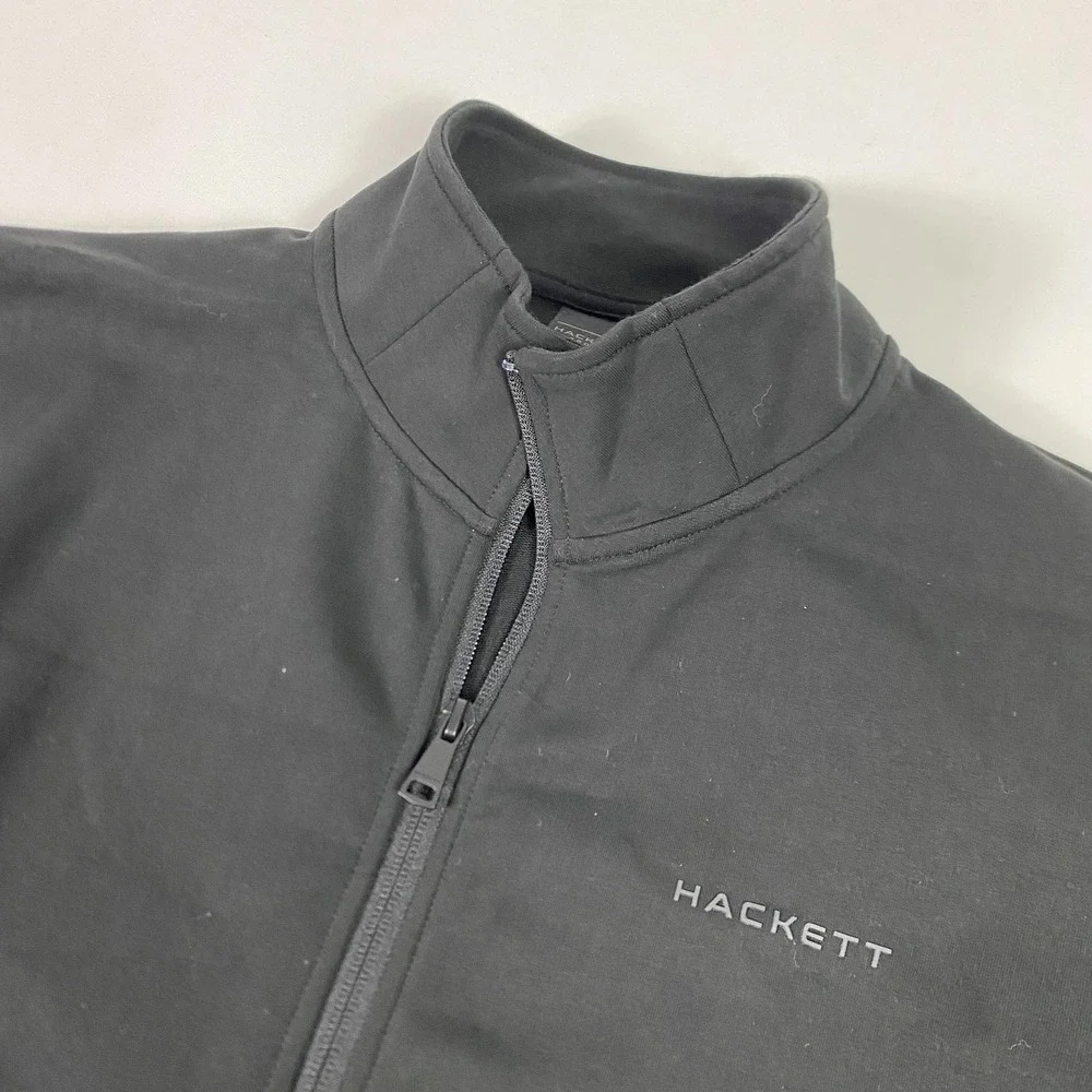Hackett Sport Jacket Mens Medium Black Essential FZ Full Zip Cotton Track Top